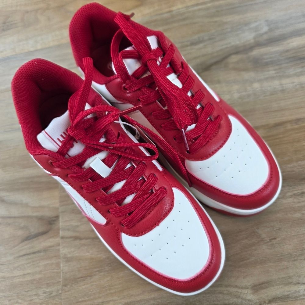 ☔️🩵NIB Lucky Step White & Red Platform Shoes Size 8 - Picture 3 of 9